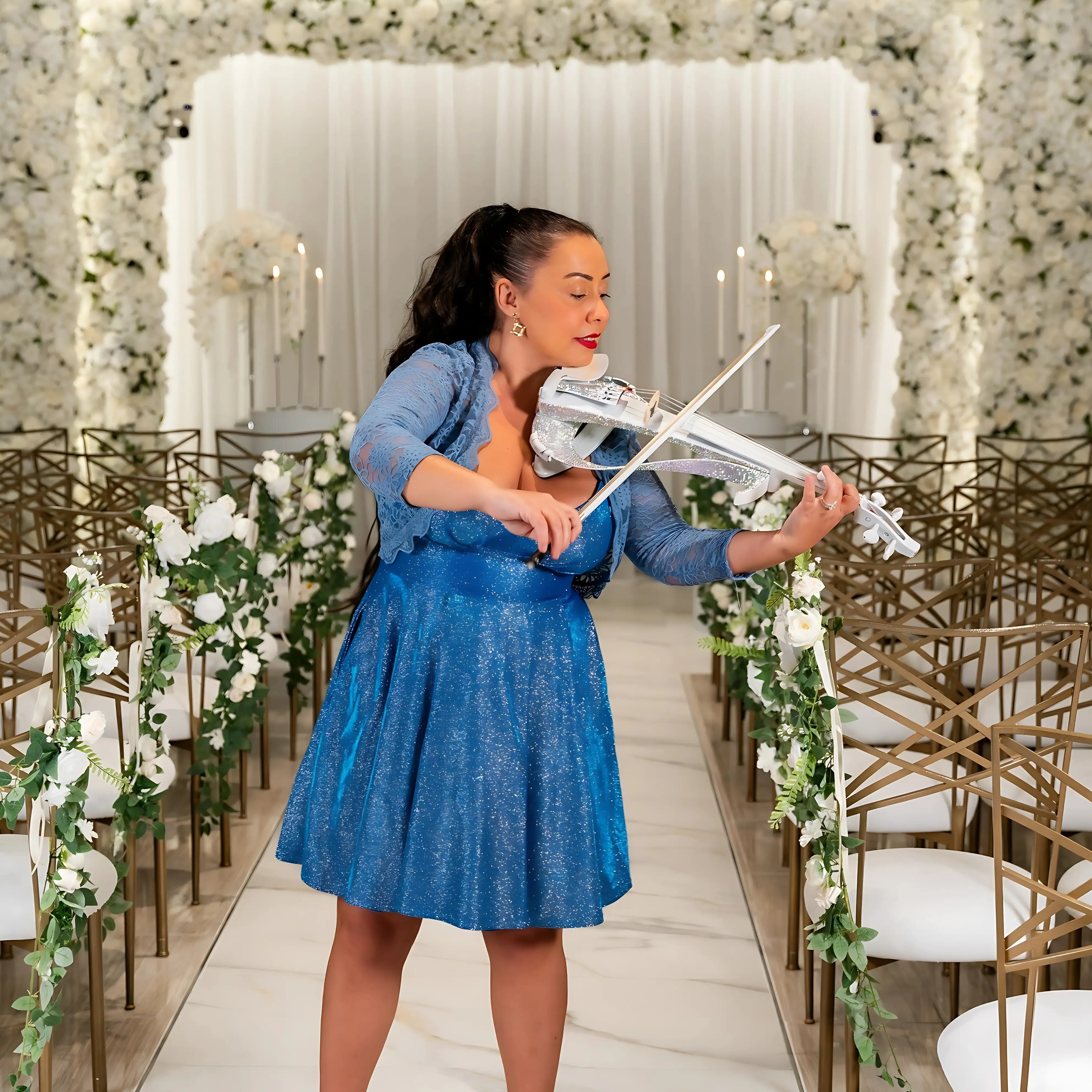 Violinist Felicia performing at an event