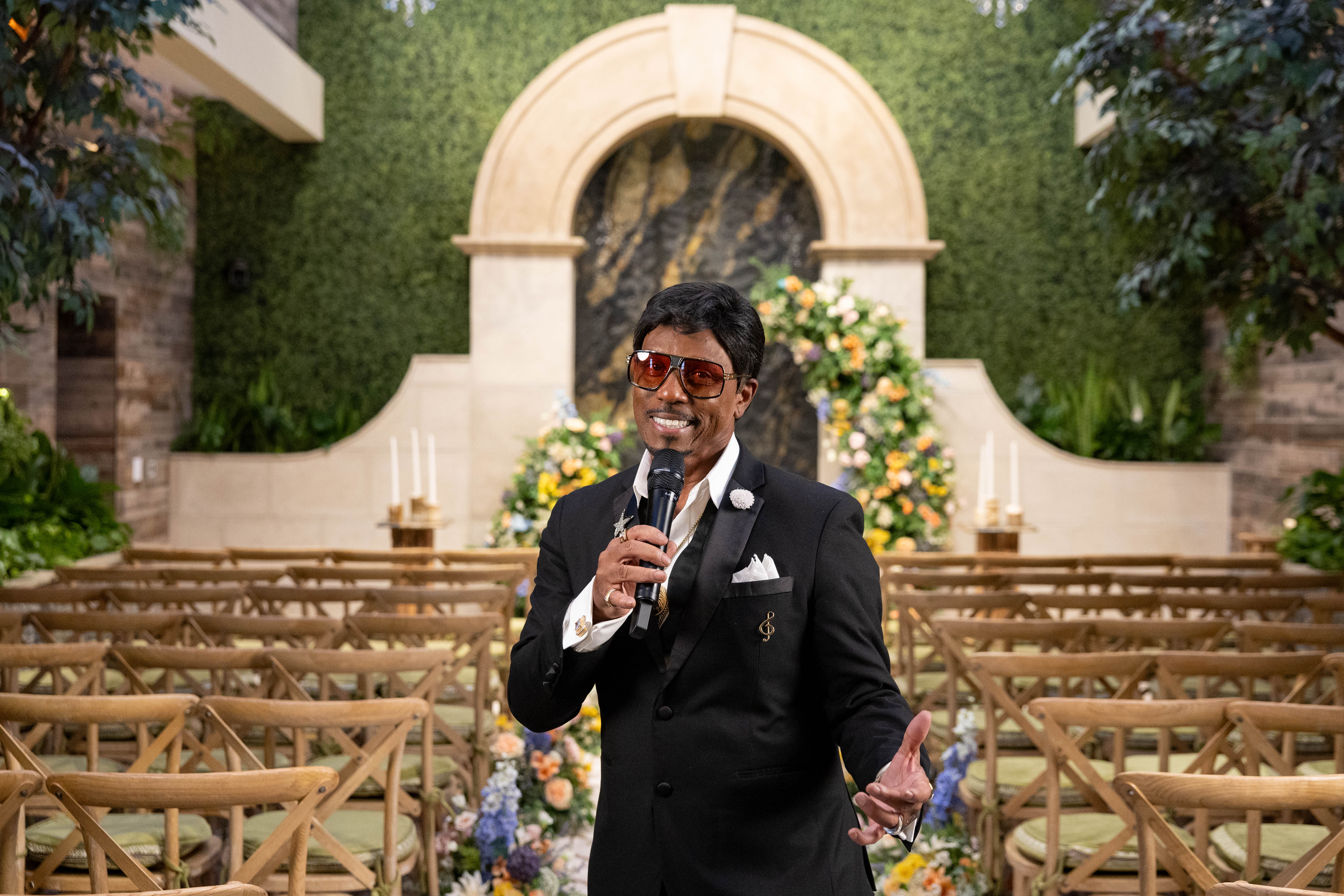 Sammy Davis Jr. impersonator performing at a Las Vegas wedding
