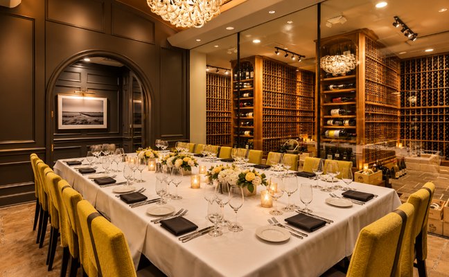The Wine Cellar private dining room at White Glove Steakhouse